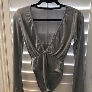Long Sleeve Deep V Bodysuit